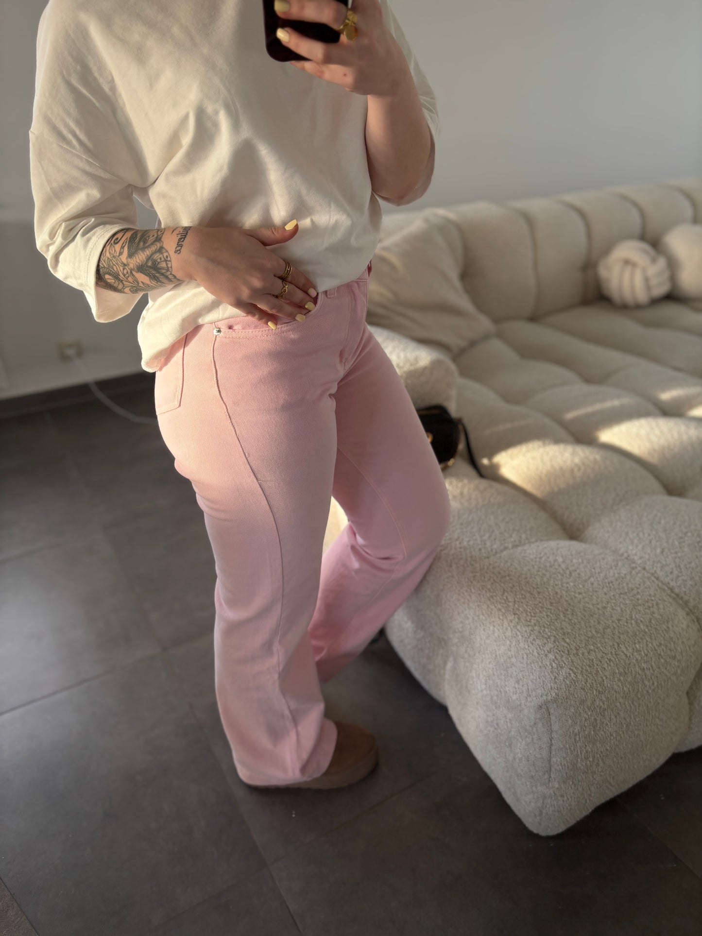 Jeans Lilia rose pastel Wide Leg