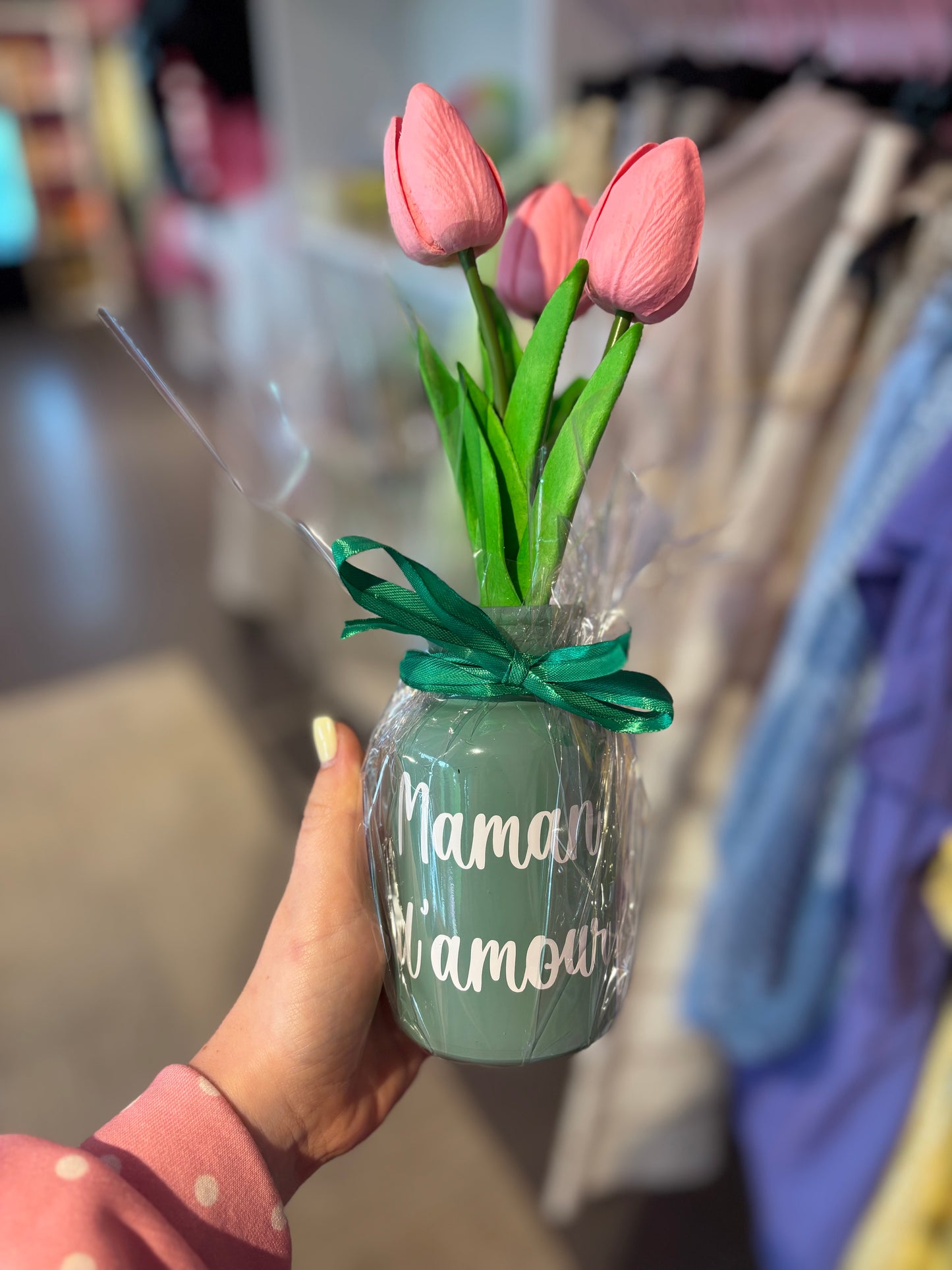 Petit vase maman d’amour vert