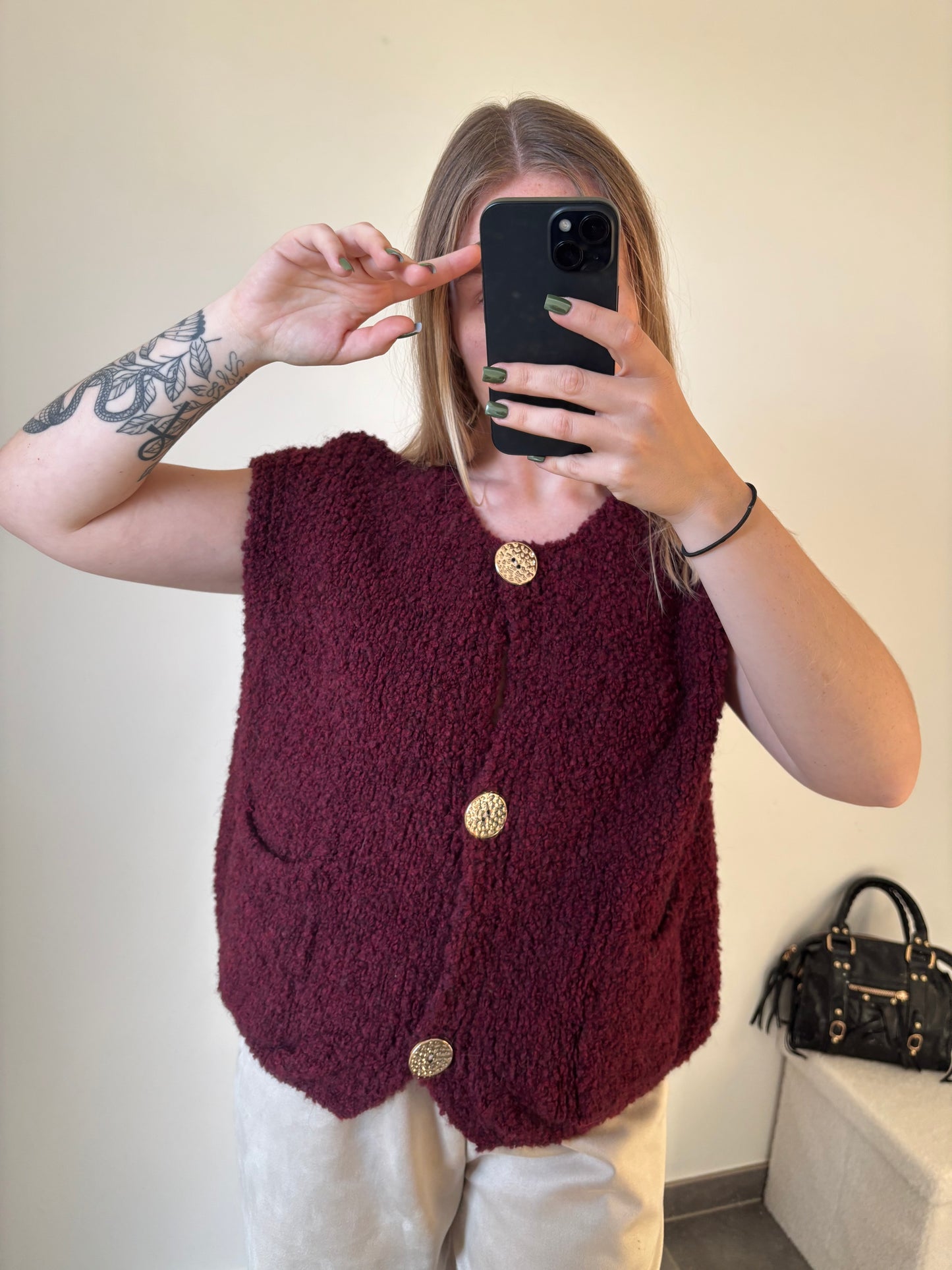 Gilet Arya sans manche Bordeaux