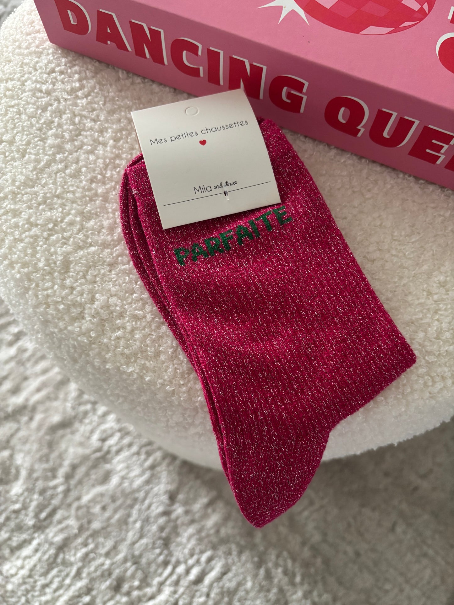 Chaussette à paillettes parfaite fushia