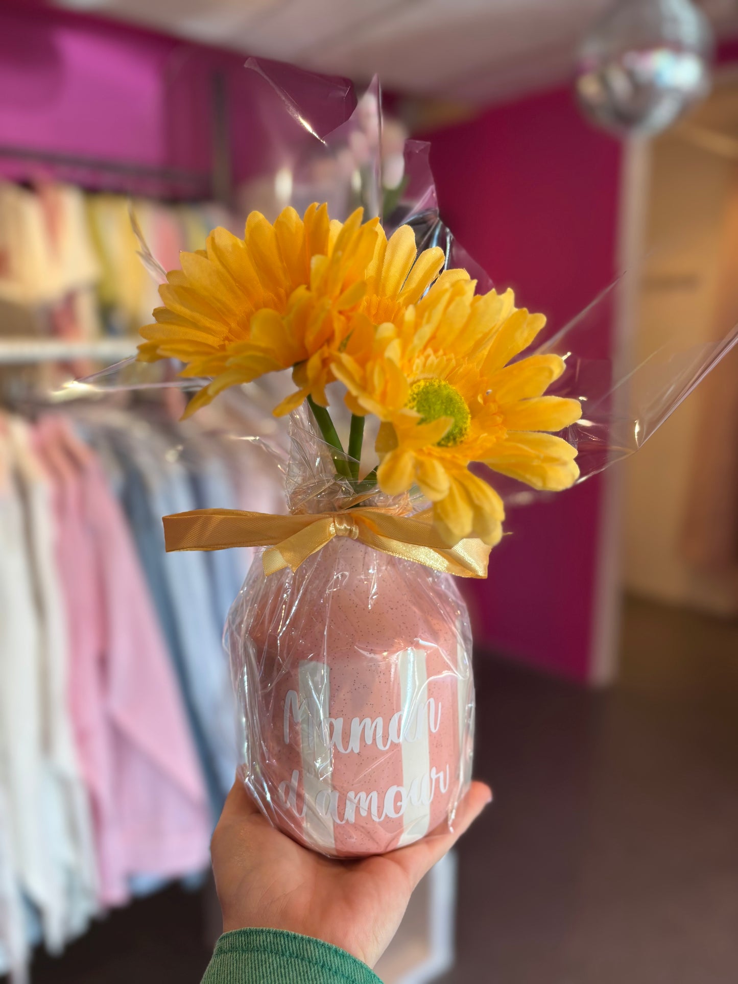 Vase ligné rose maman d’amour