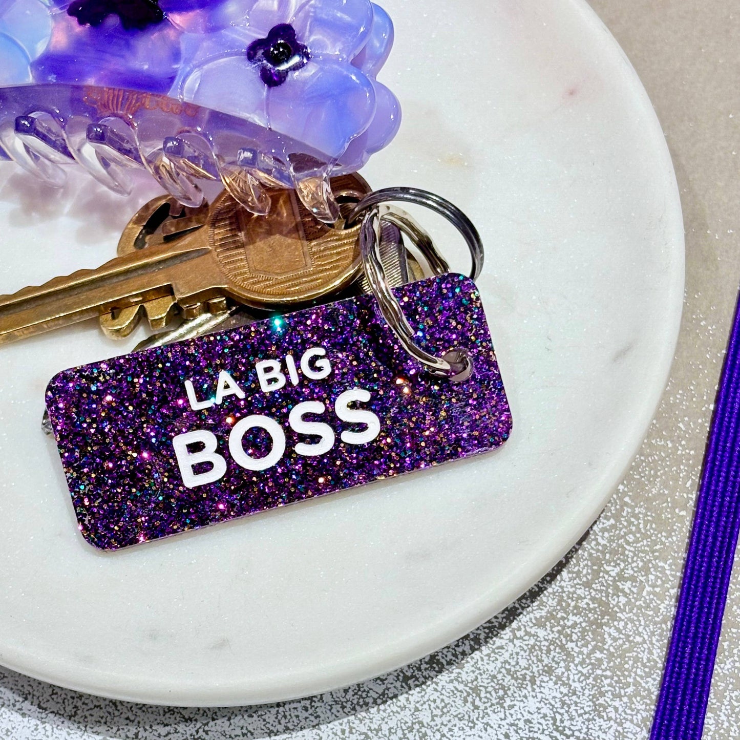 Porte clé à paillettes : la big boss