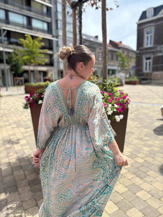Robe bohemian bleue et dorée