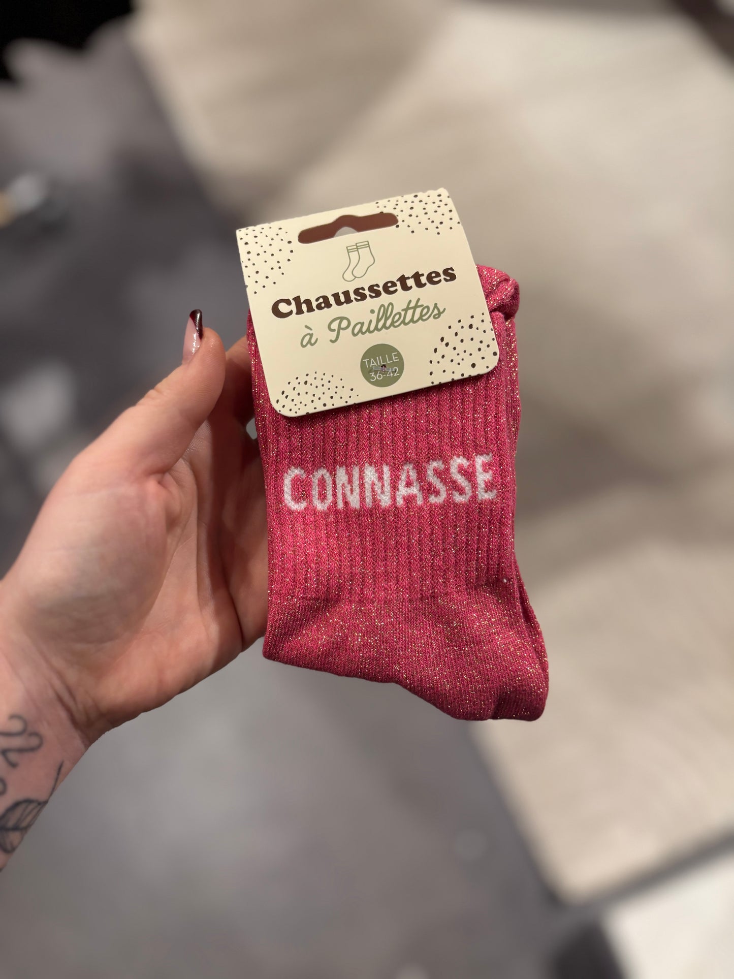 Chaussette Ă paillettes connasse rose