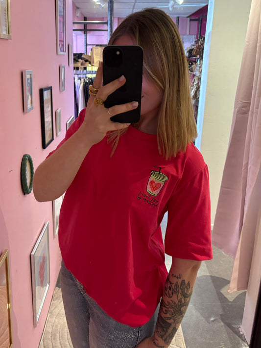 T shirt I love you so Matcha fushia