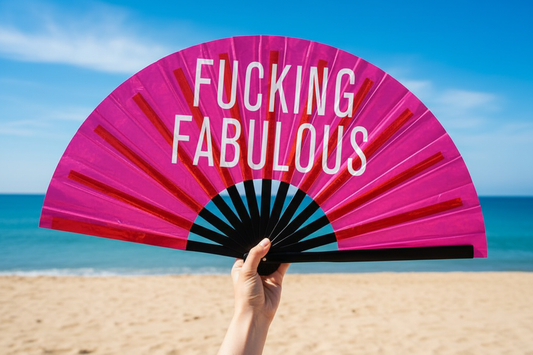 Éventail holographique rose « Fucking Fabulous » XL