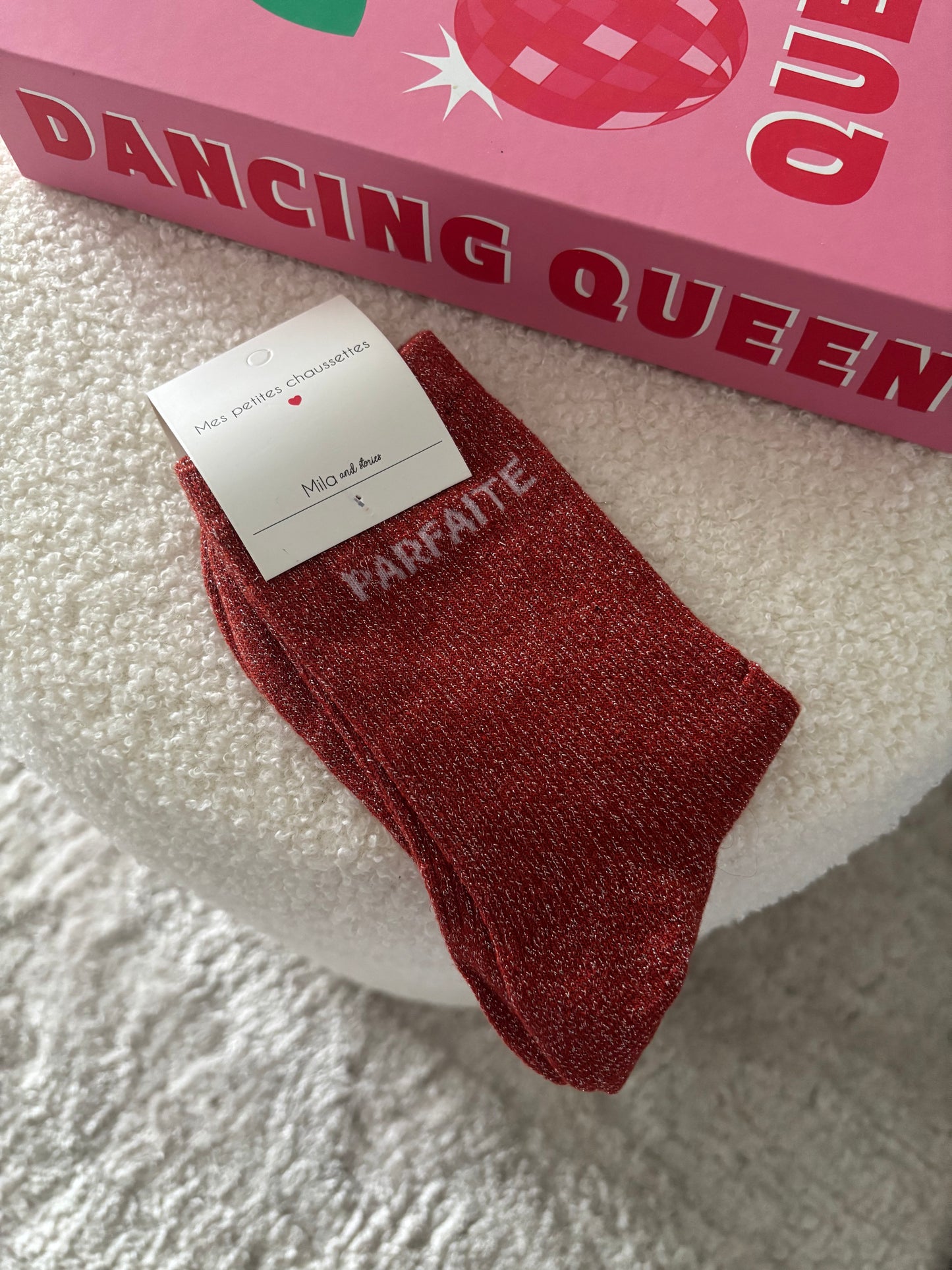 Chaussette à paillettes parfaite terracotta