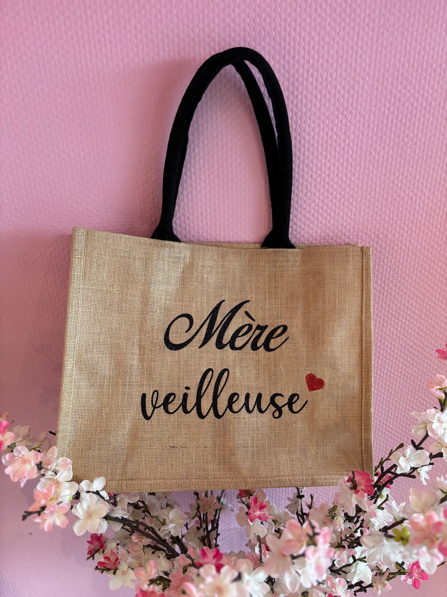 Grand sac en jute beige MĂšre veilleuse