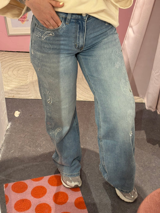 Jeans bandana strass