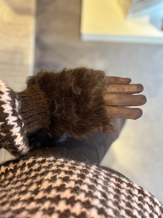 Gants fourrure choco