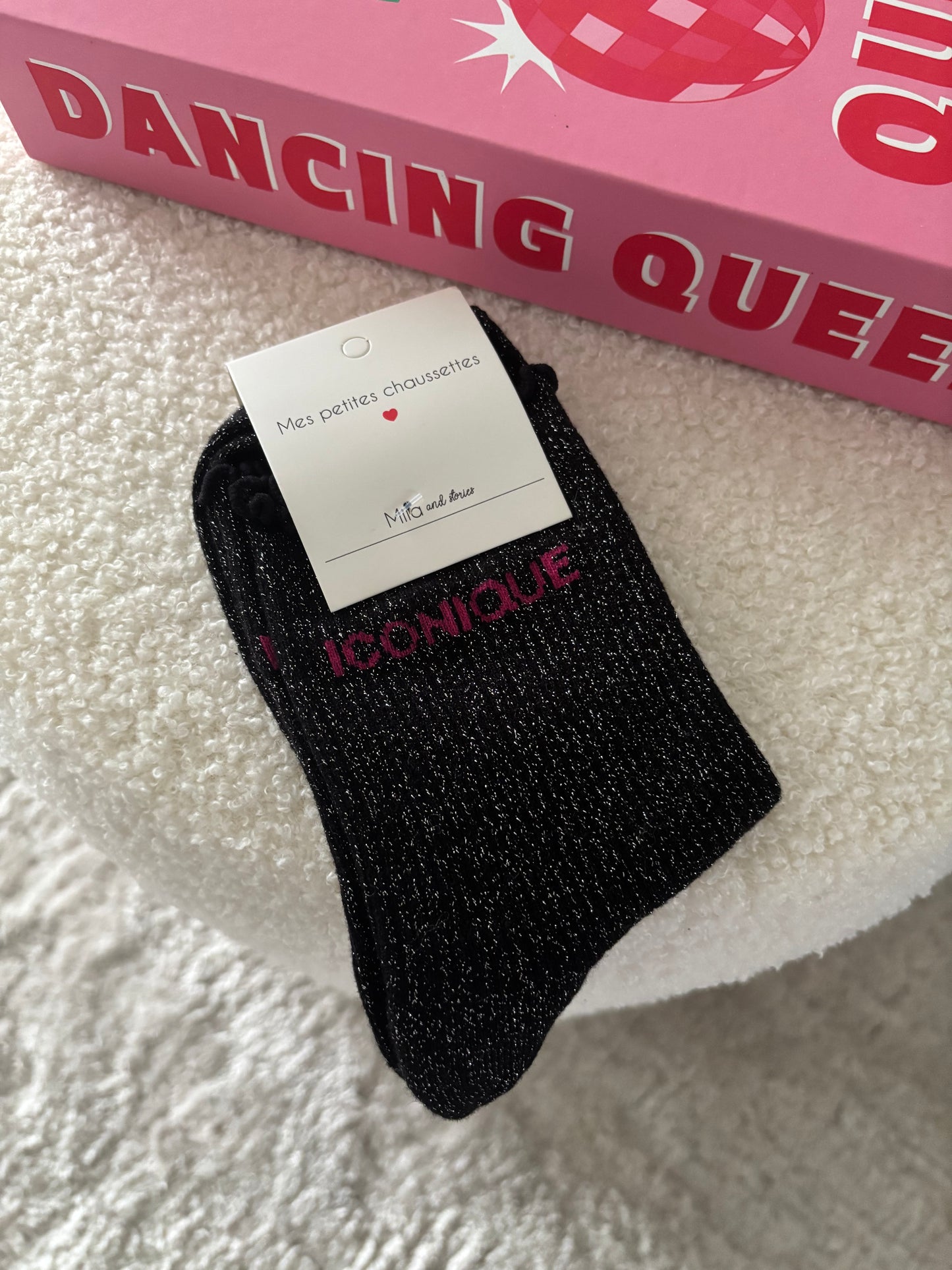 Chaussette à paillettes iconique noire