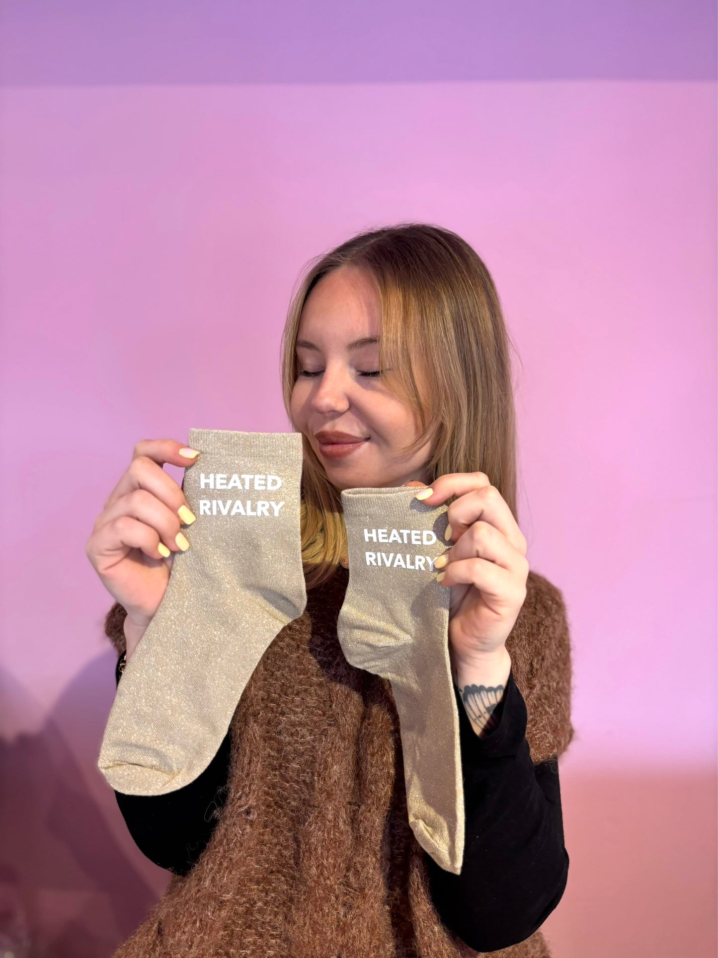 Chaussettes paillettes Heated Rivalry Beiges