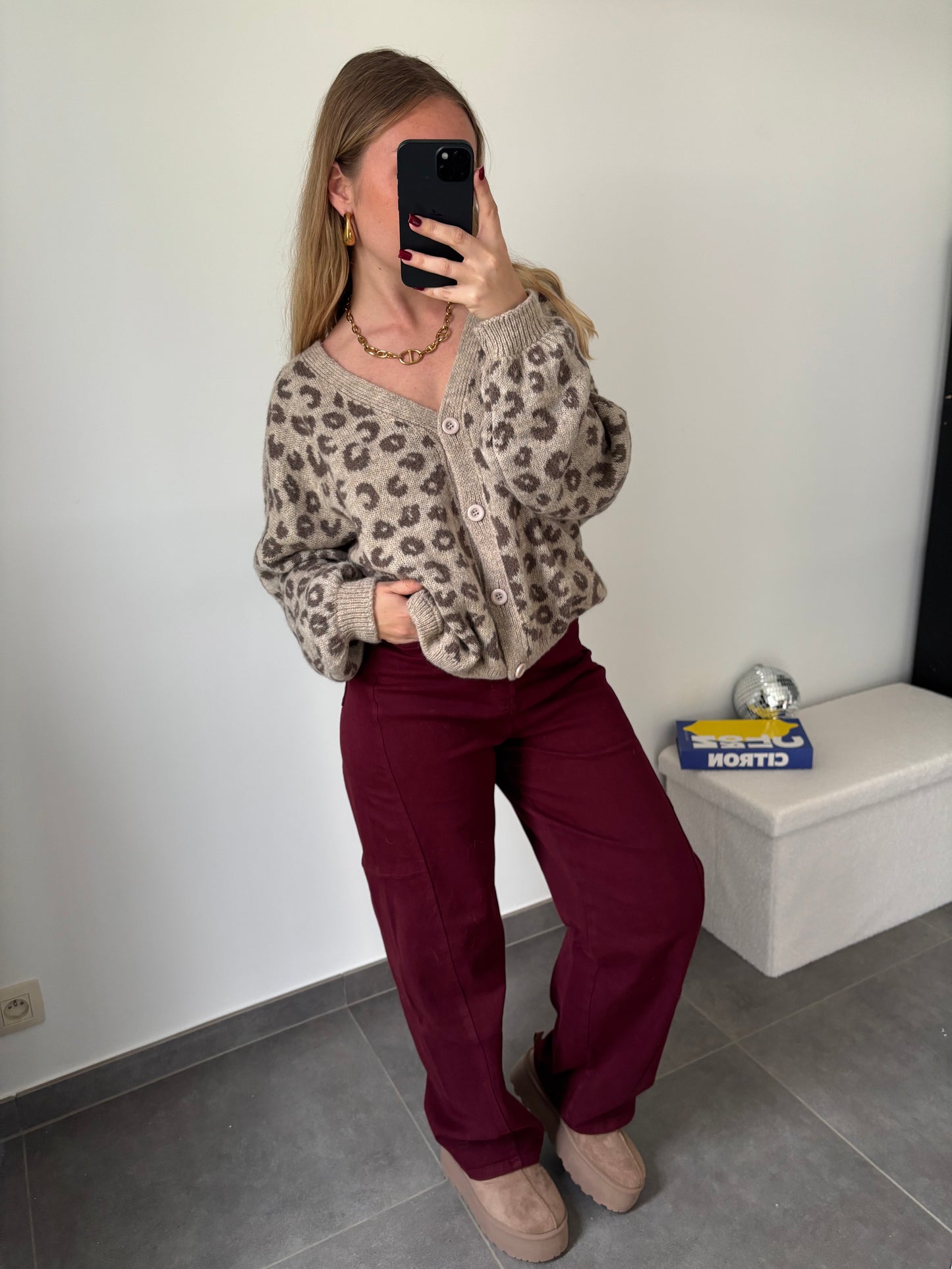 Gilet Léopard Beige Taupe