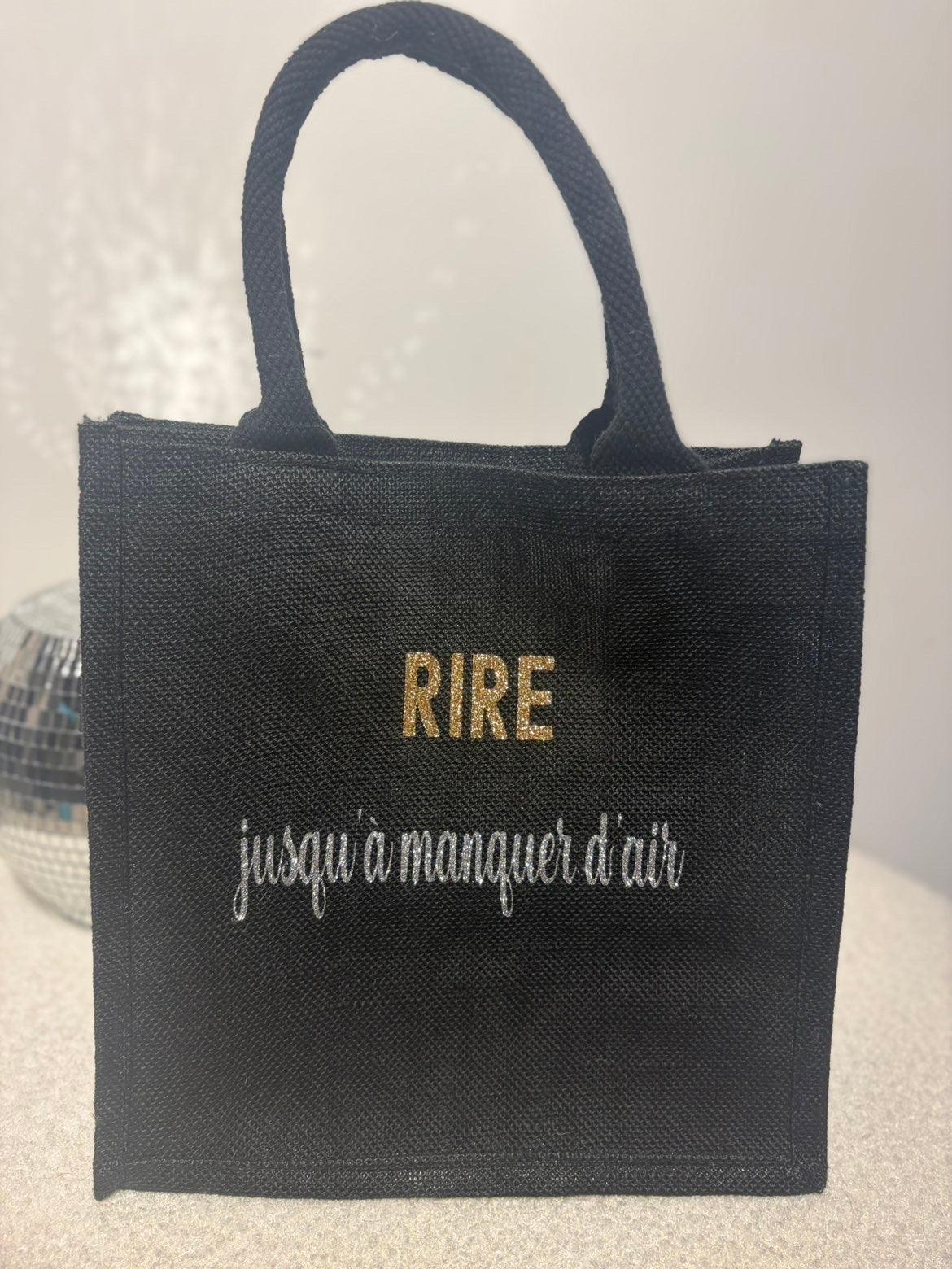 Sac en jute Rire jusqu’à manquer d’air noir