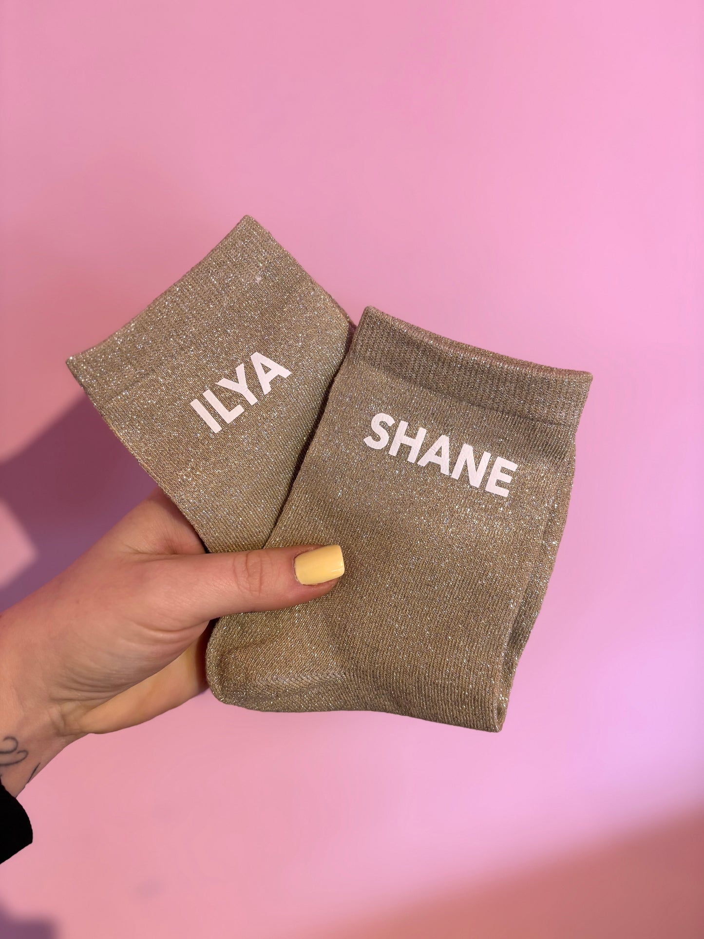 Chaussettes paillettes Shane Ilya Beiges