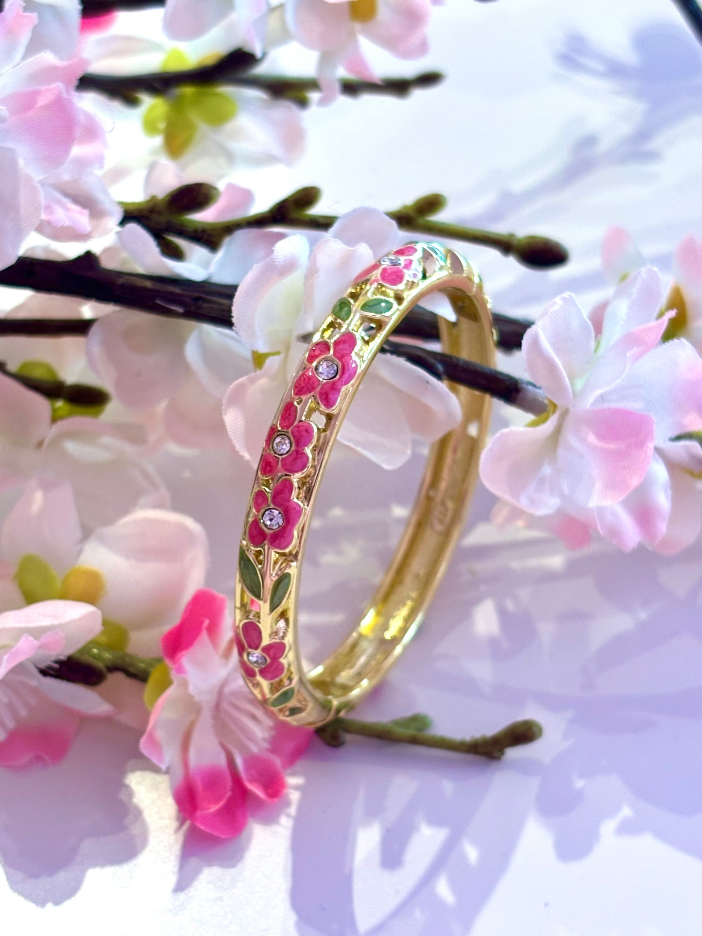 Bracelet Jonc Calyra Rose Et Vert