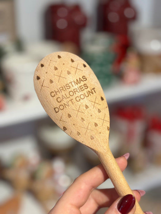 Cuillère en bois « les calories de Noël ne comptent pas »