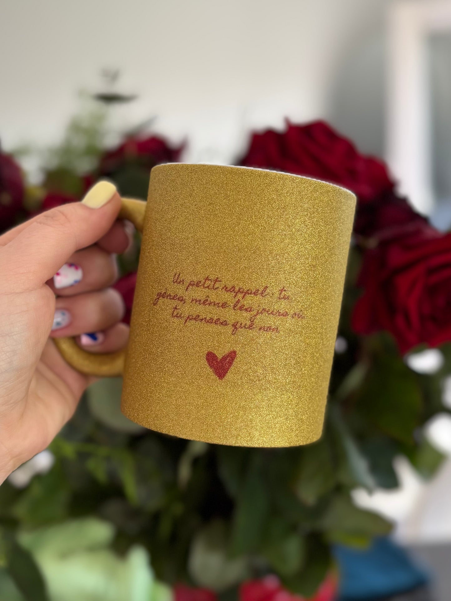 Mug dorée « tu gères » jaune