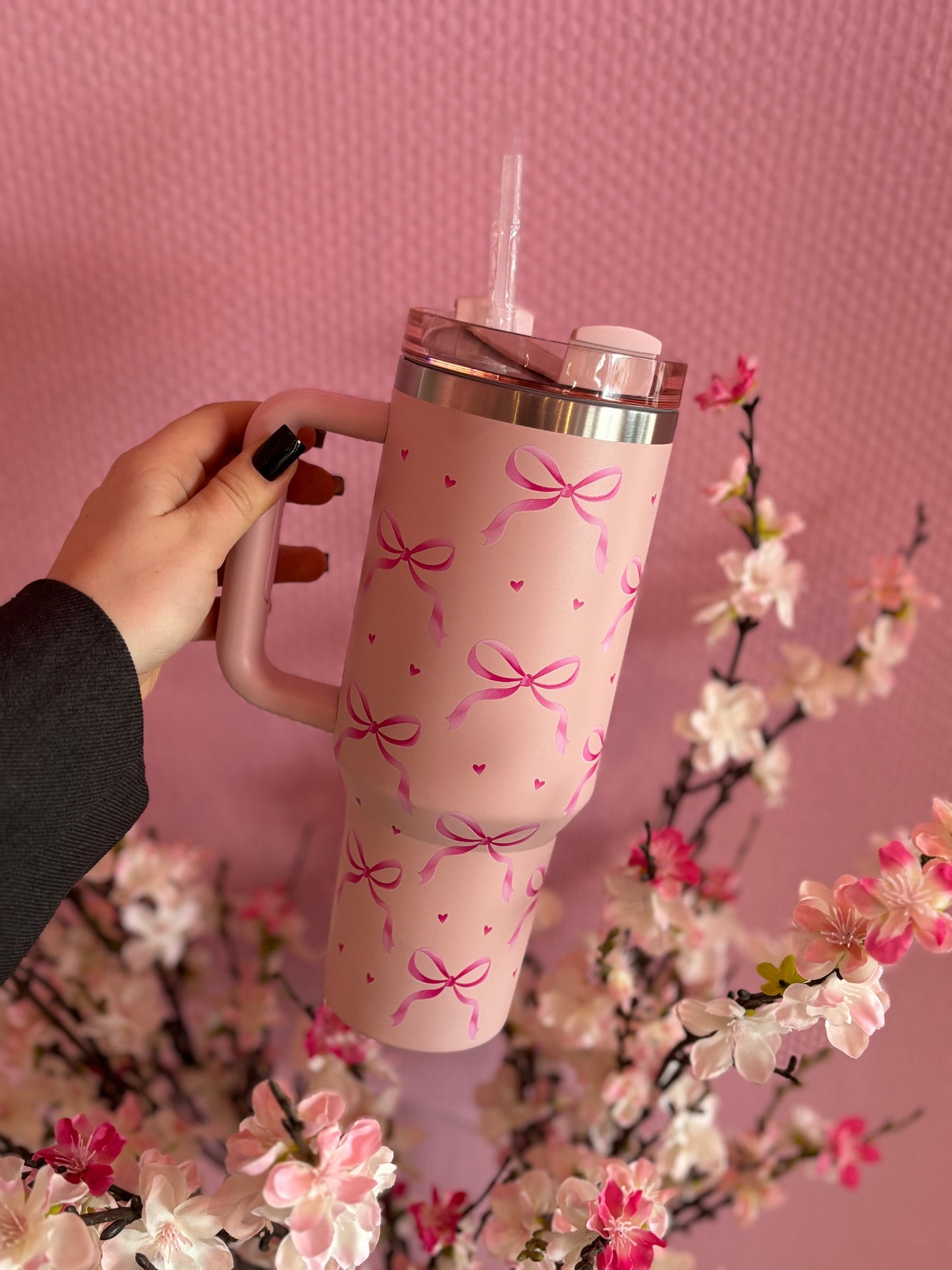 Grosse gourde isotherme noeud rose