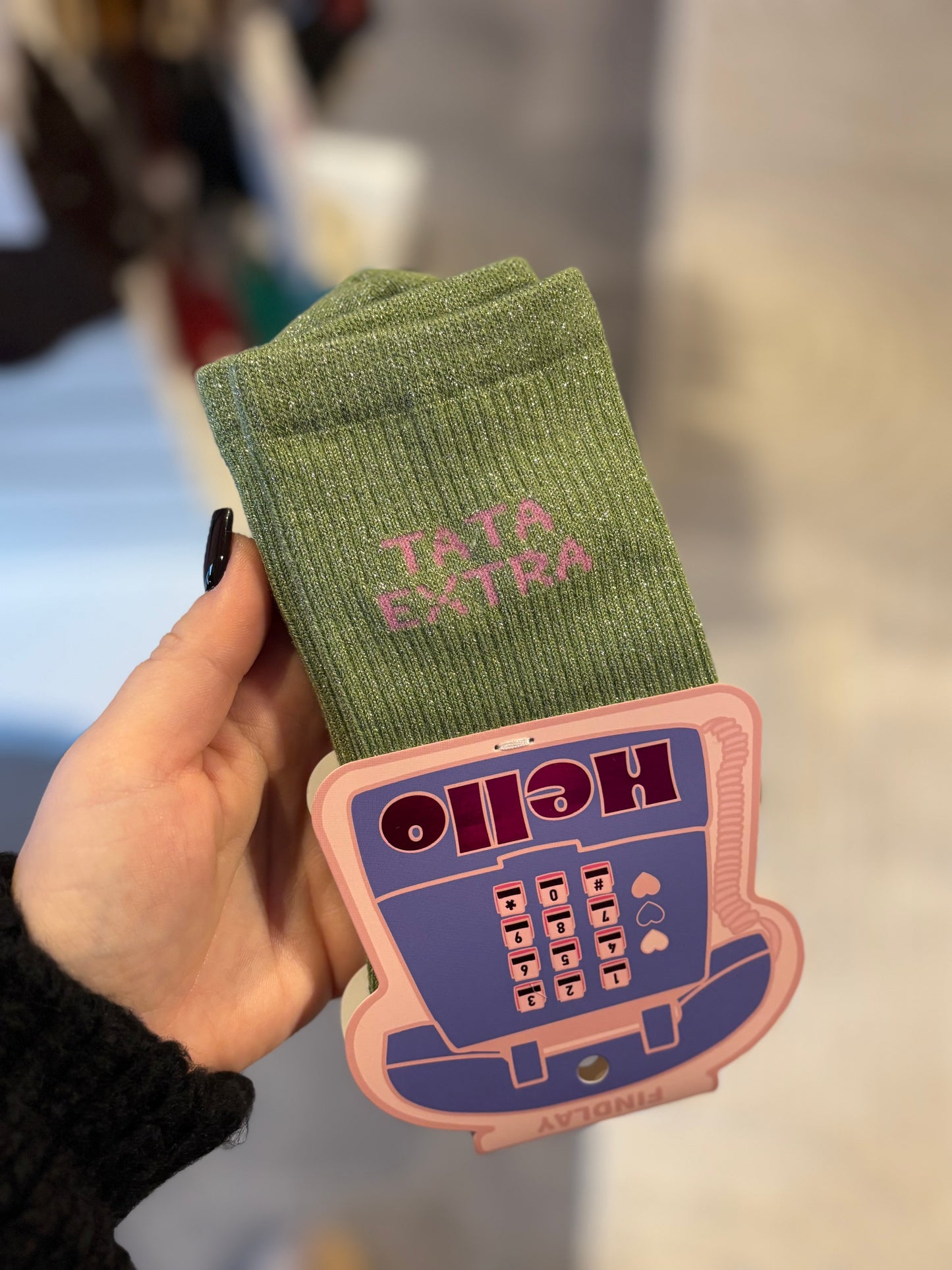 Chaussette Ă paillettes tata extra verte