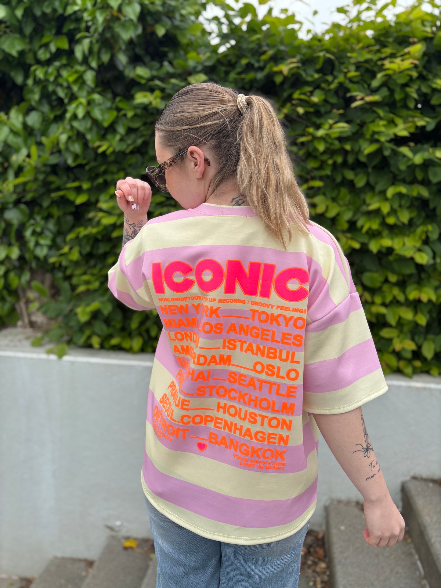 T-shirt épais iconic rose et jaune