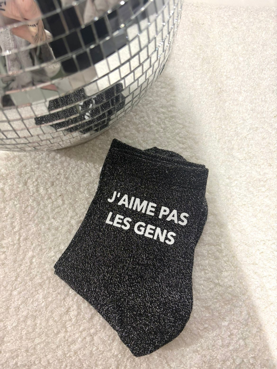 Chaussettes à paillettes j’aime pas les gens
