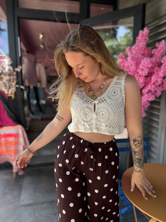 Top en crochet blanc