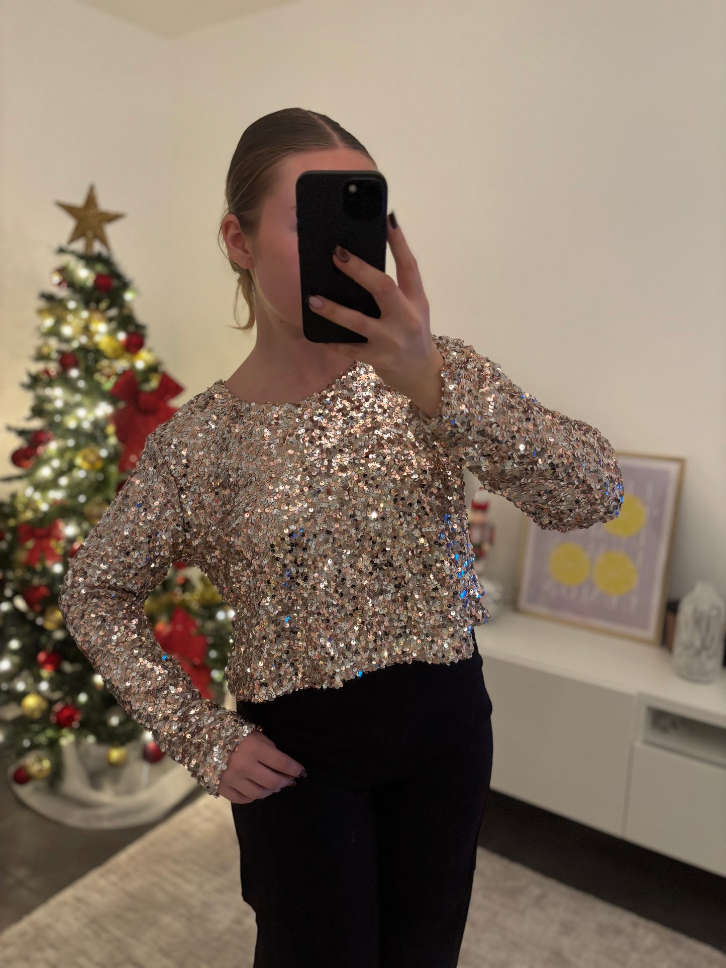 Top sequins doré noeuds dans le dos