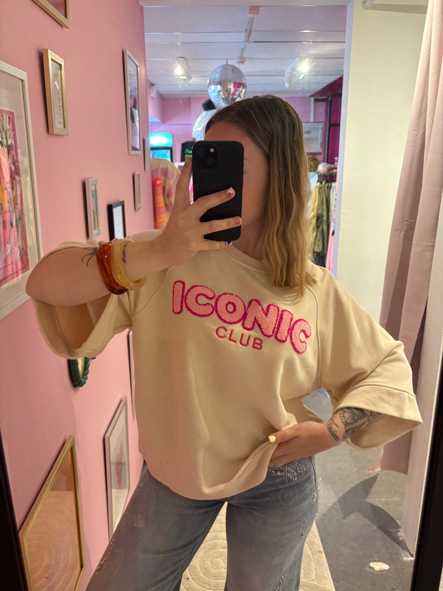 Sweat Iconic club 3/4 beige