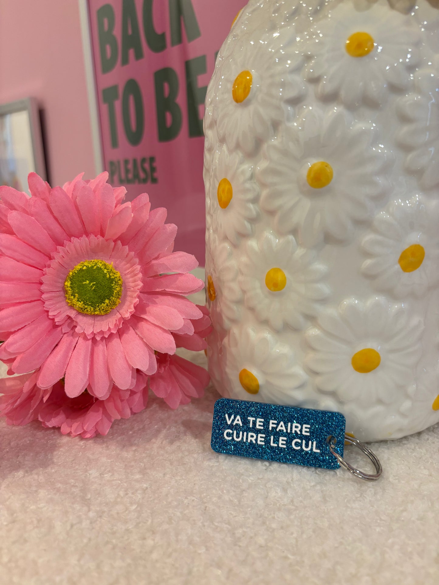 Porte clé à paillettes : va te faire cuire le c*l