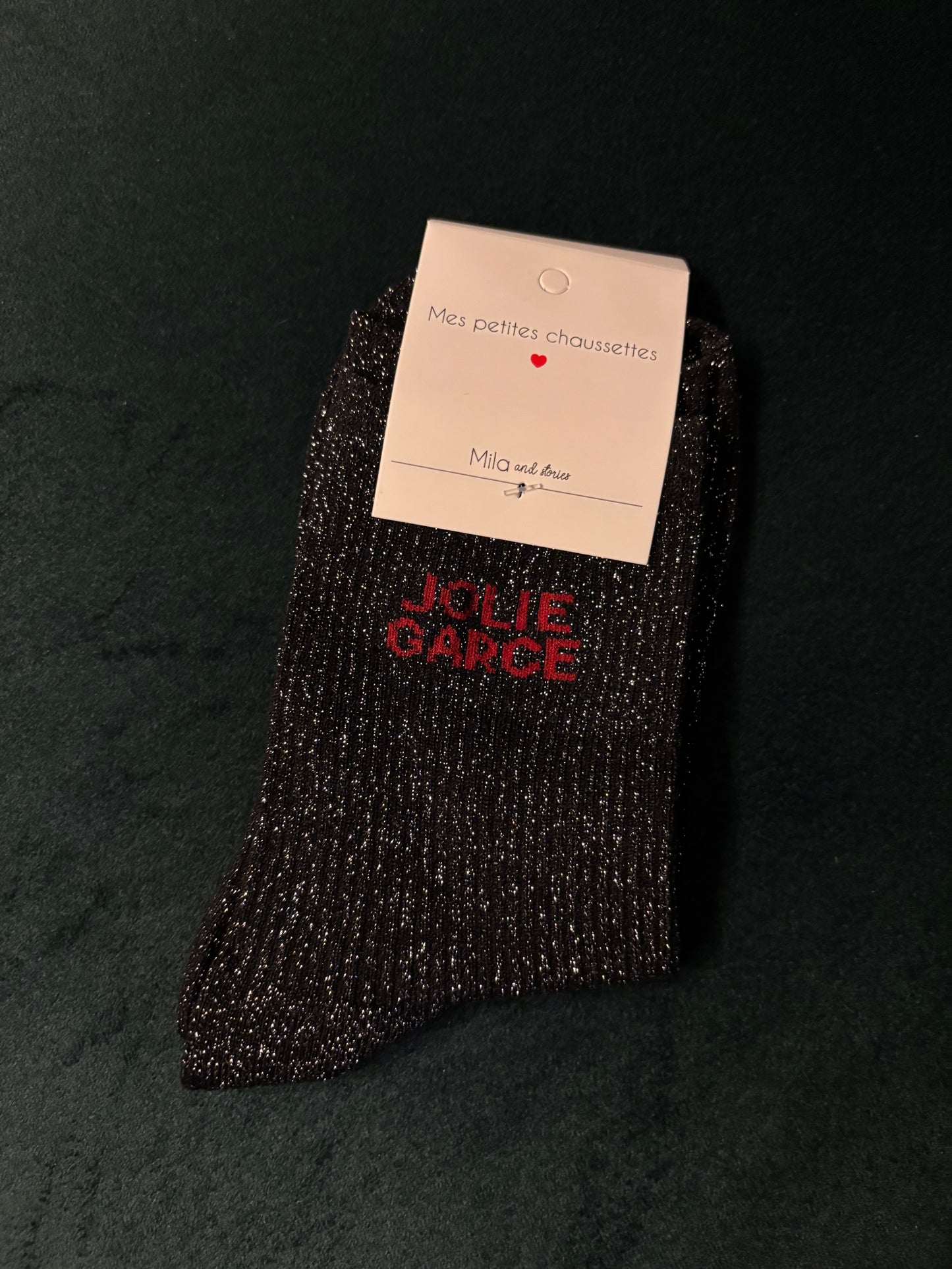 Chaussette à paillettes jolie garce noire