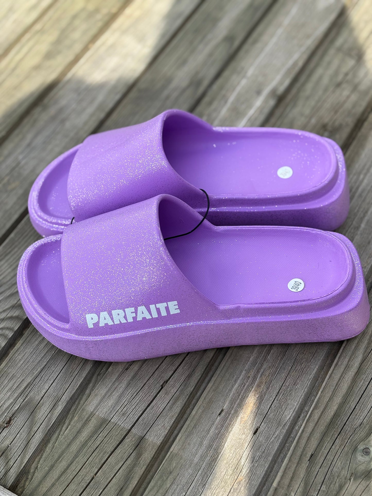 Claquette à paillettes parfaite mauve