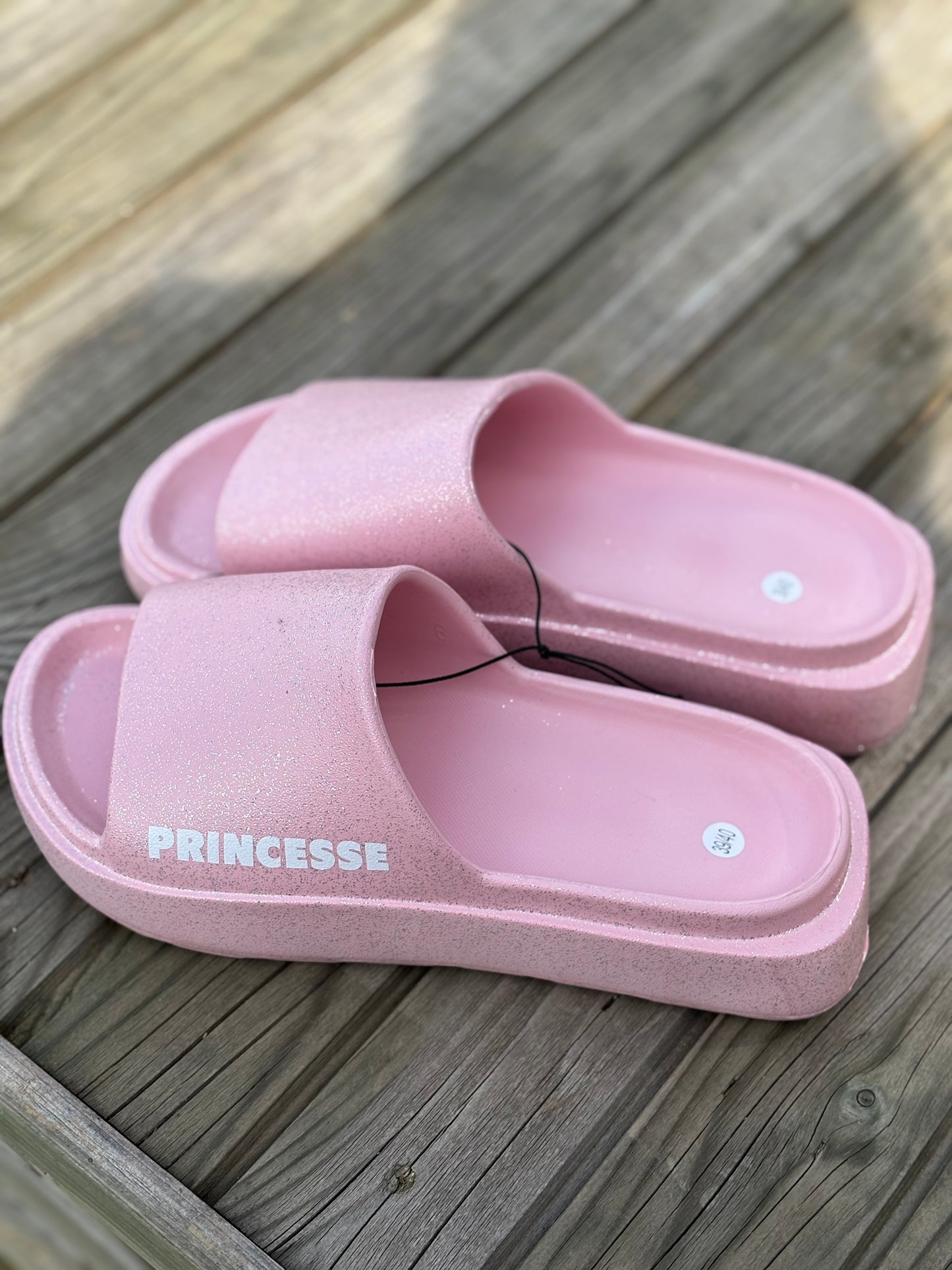 Claquette à paillettes princesse rose pâle