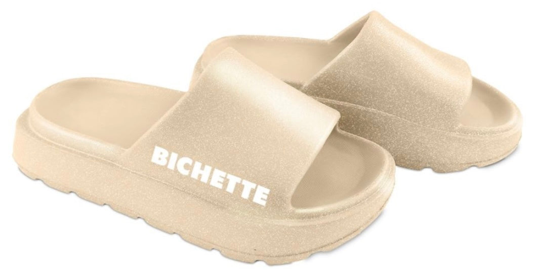 Claquette à paillettes bichette dorée