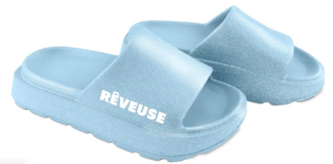 Claquette à paillettes rêveuse bleu ciel