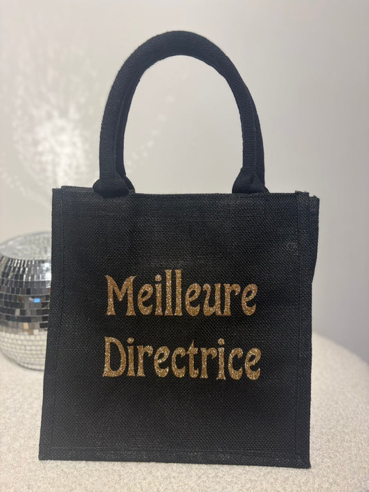 Sac en jute Meilleure directrice noir