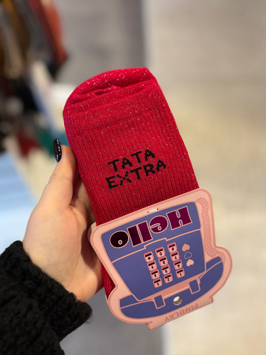 Chaussette à paillettes tata extra fushia rouge