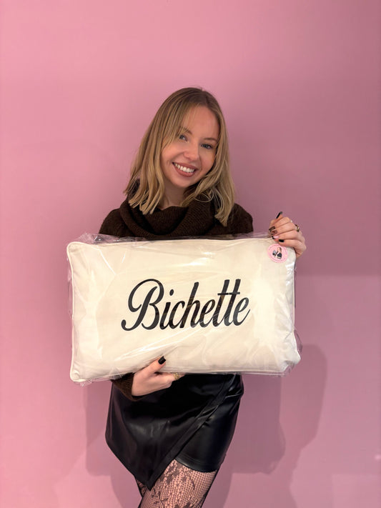 Coussin Bichette Blanc et noir paillettes