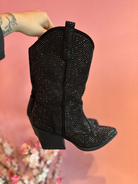 Santiag basses noires strass