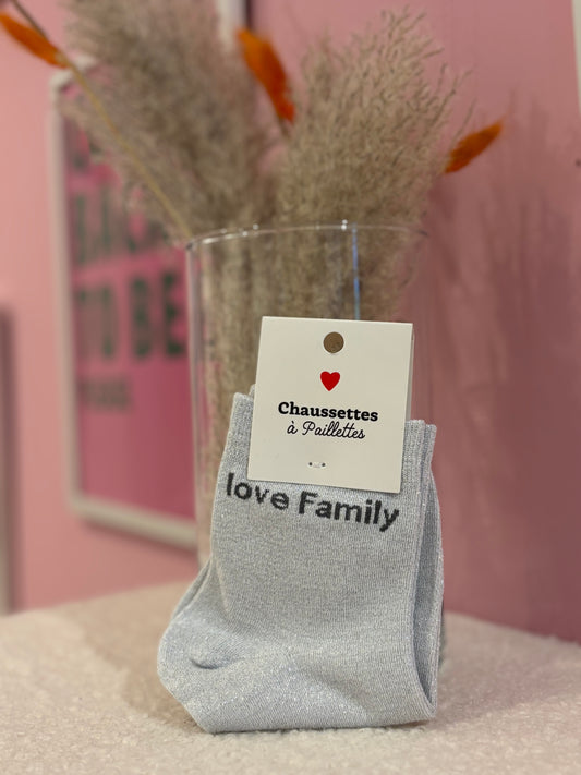 Chaussettes paillettes love family
