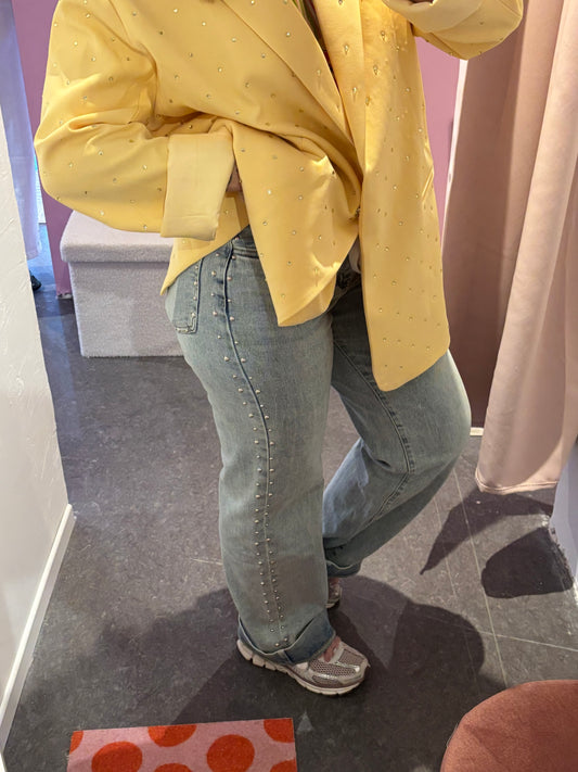 Jeans à clous bleu délavé