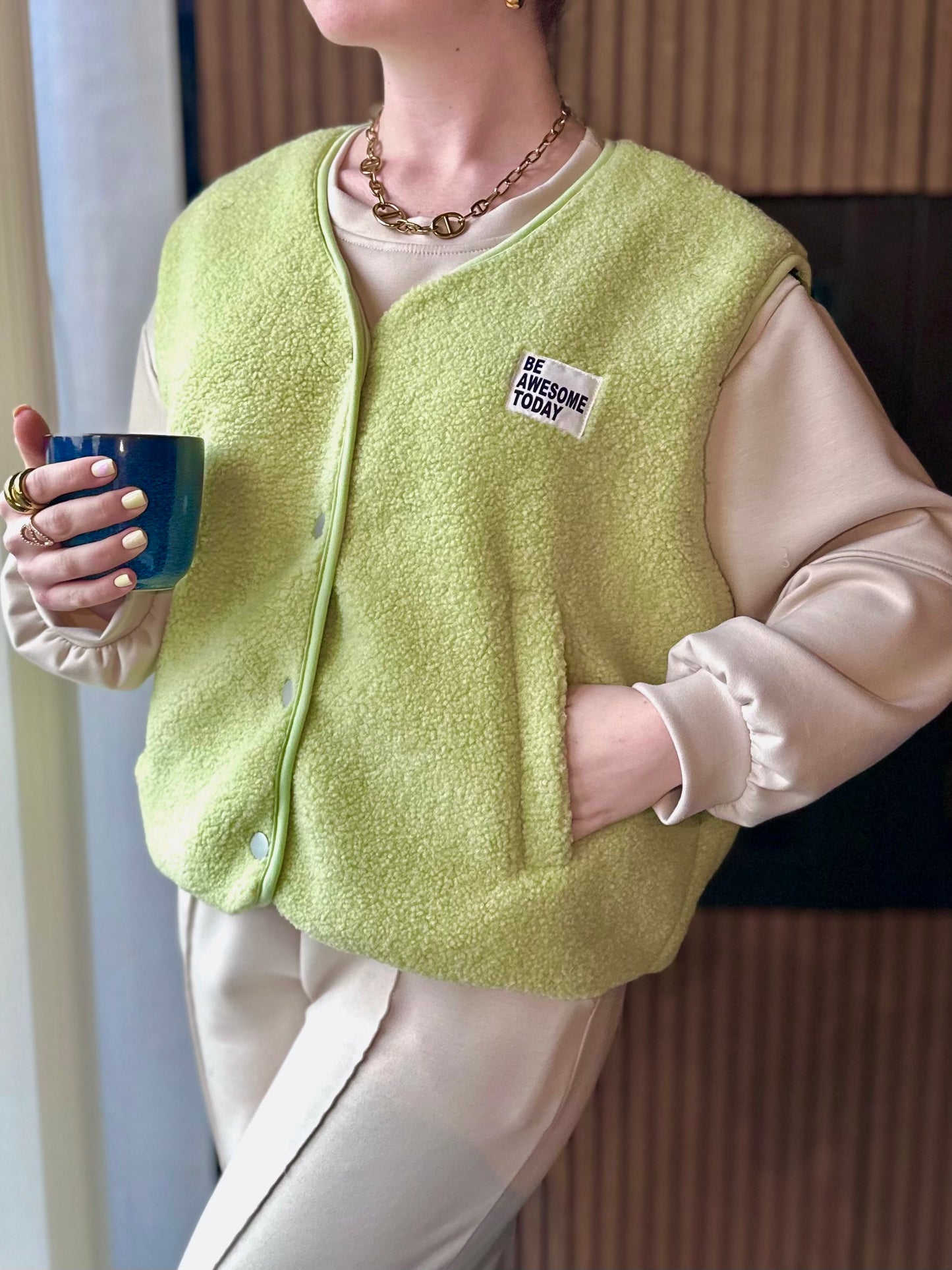 Gilet en Teddy Charlotte Vert