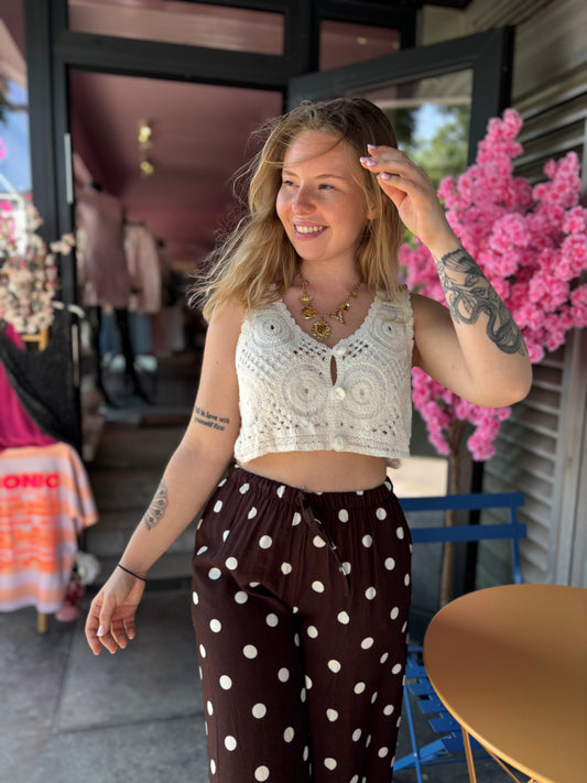 Top en crochet blanc