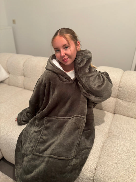 Poncho plaid personnalisable kaki