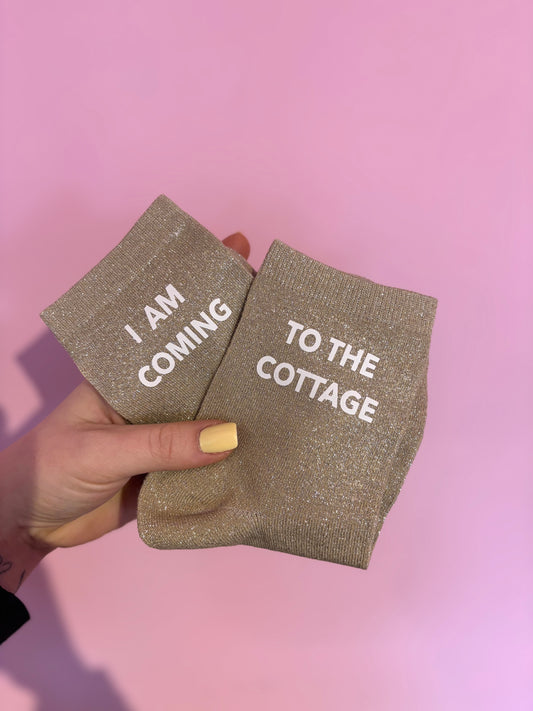 Chaussettes paillettes Iam Coming to the cottage Beiges