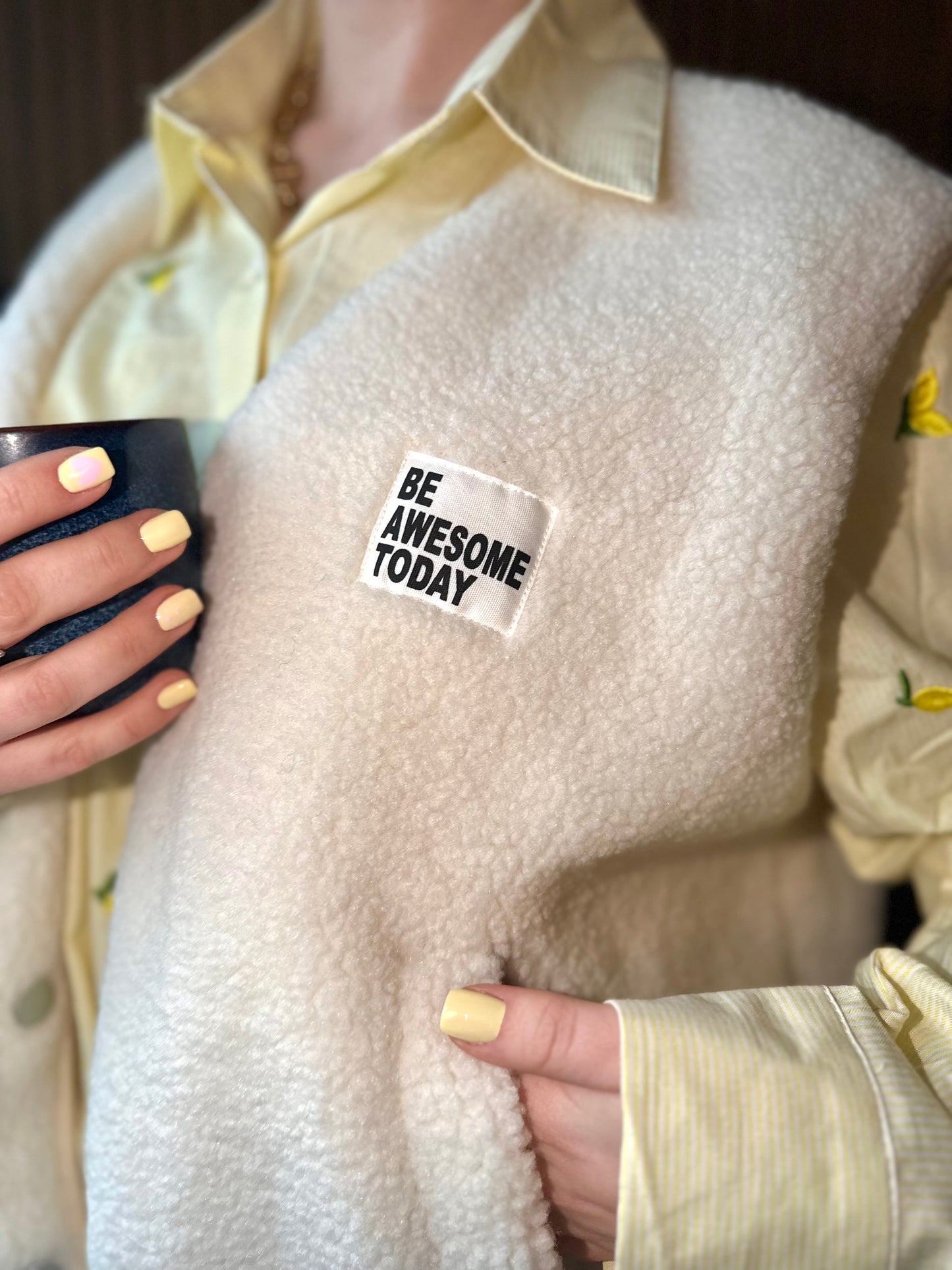 Gilet en Teddy Charlotte Blanc cassé