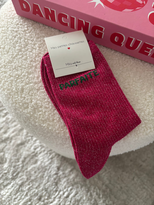 Chaussette à paillettes parfaite fushia