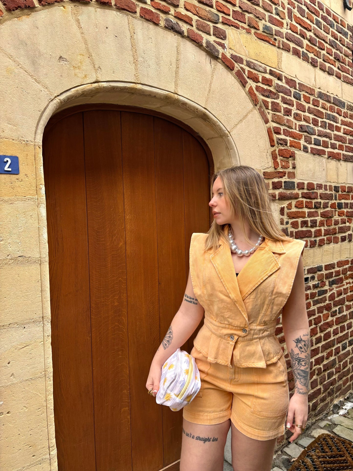 Haut Elyna orange denim