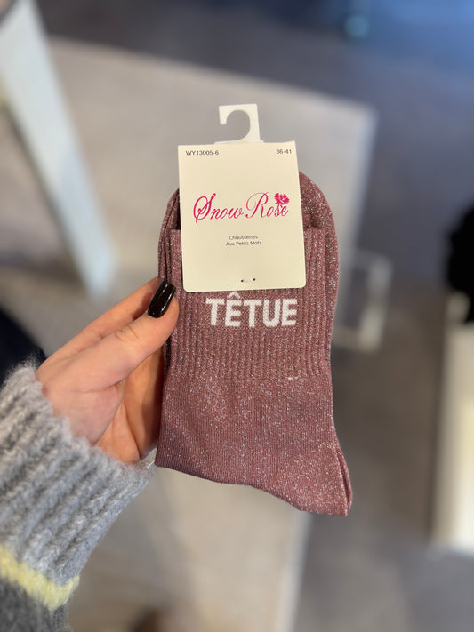 Chaussette à paillettes têtue
