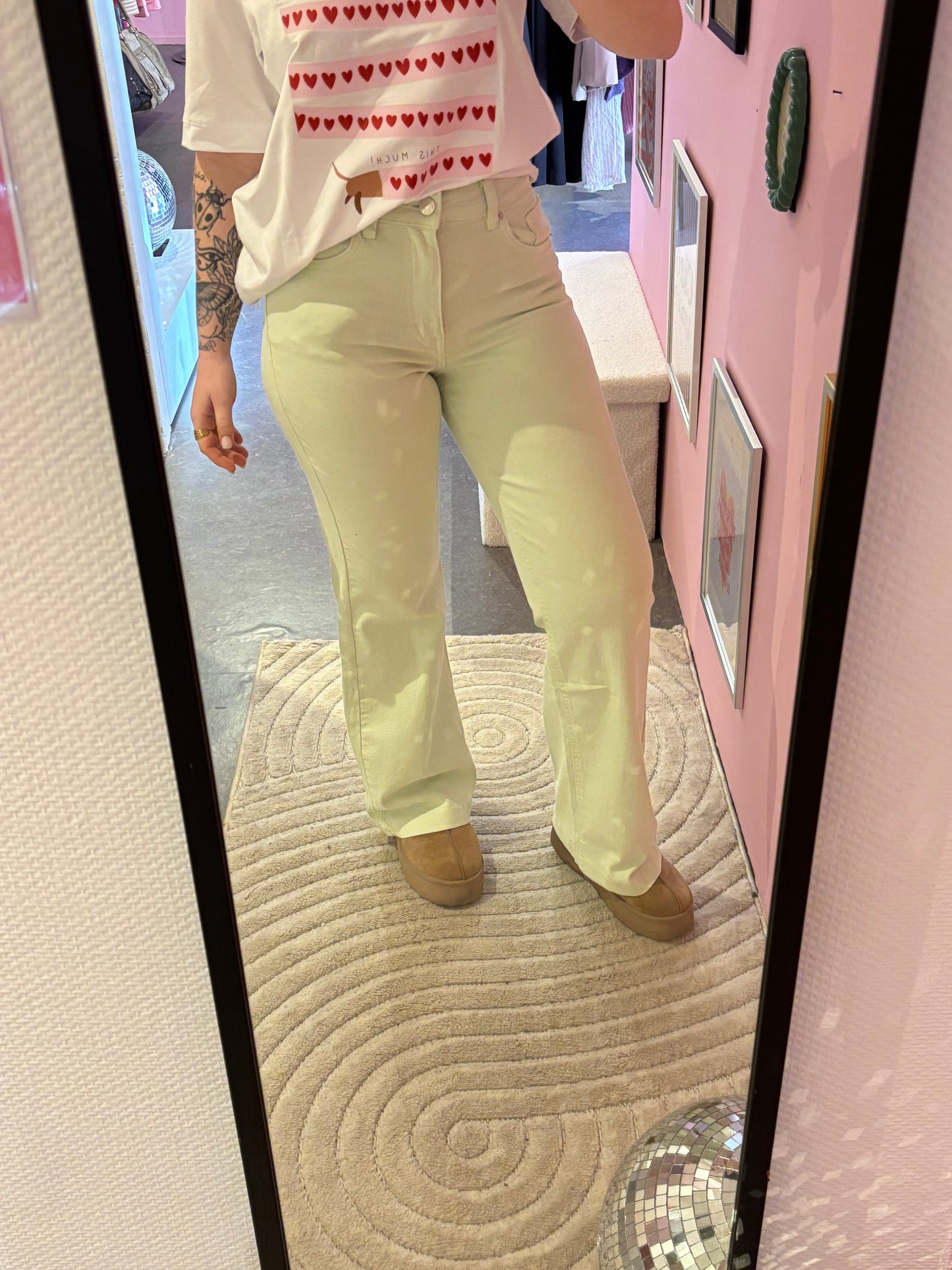 Jeans Lilia vert pastel Wide Leg